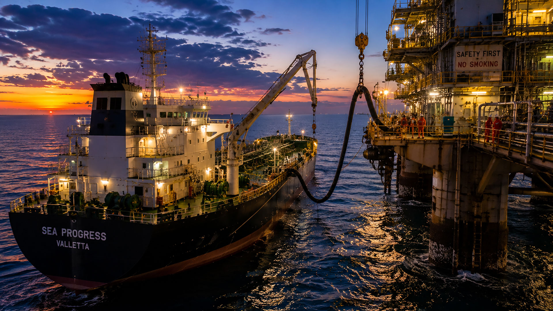 Tanker and Oil Rig