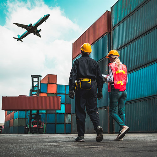 Team with Shipping Containers