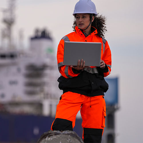 Worker with Ship